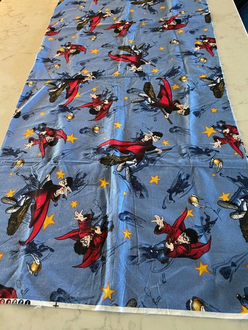 Fabric Harry Potter Flying Golden Snitch -Spring Industries #9195 Glitter Cotton